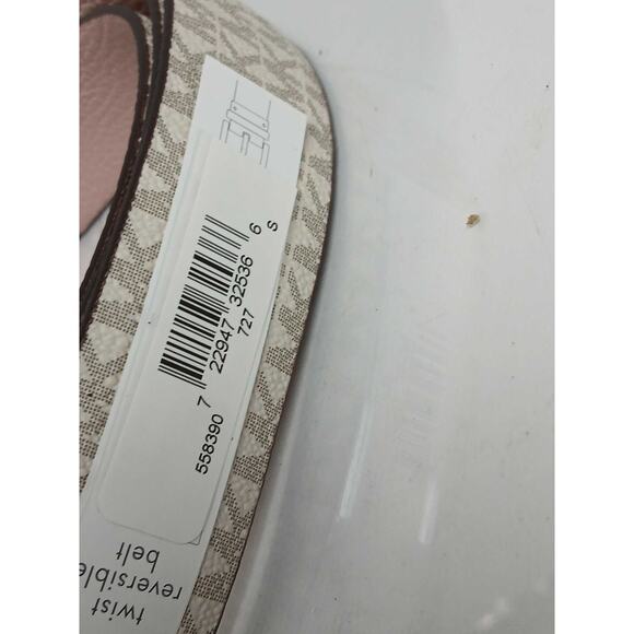 NWT Michael Kors Women Twist Reversable Belt,Beige with MK logo print-SZ S - Picture 3 of 3